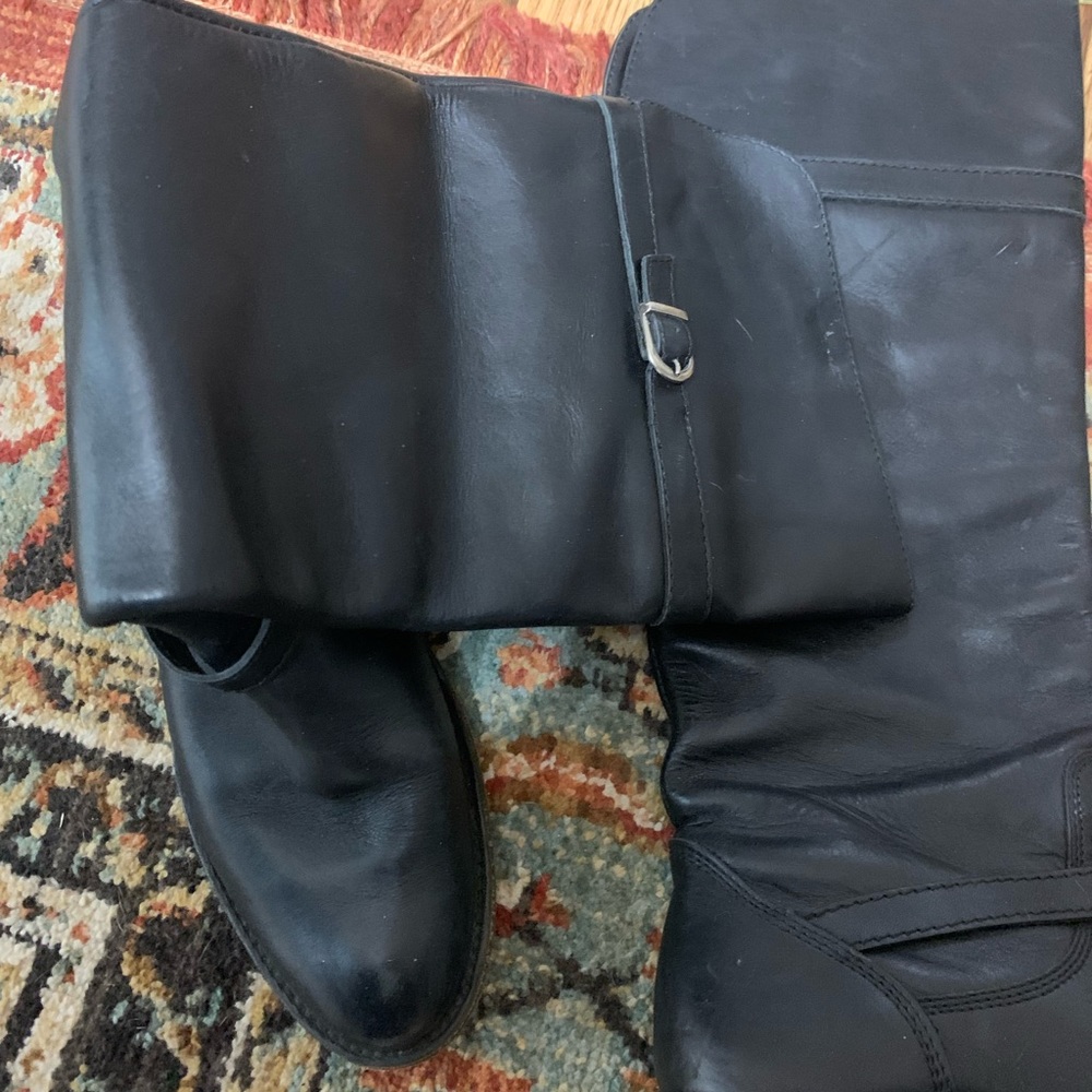 Frye Pull On Black Leather Women's Boots 6.5